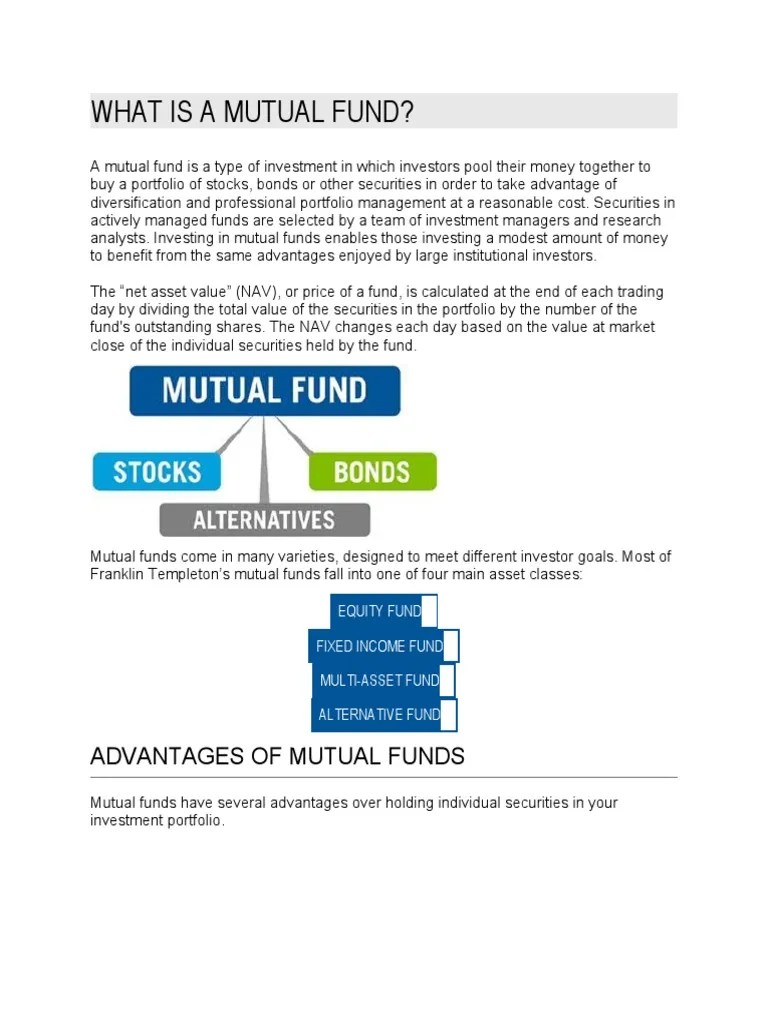 What Is A Mutual Fund?: Advantages Of Mutual Funds | PDF | Mutual Funds | Investing