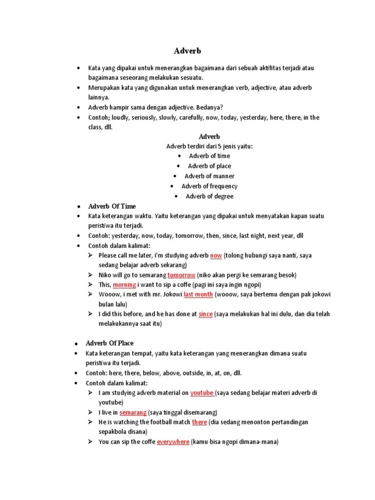 Types Of Adverbs | PDF