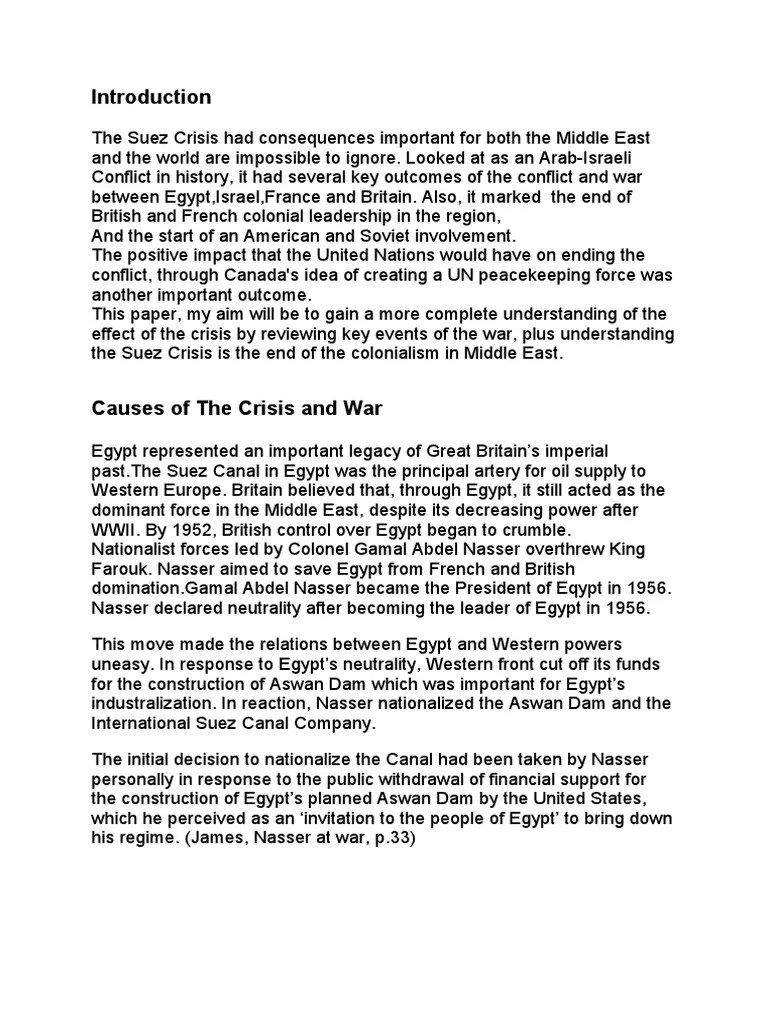 Suez Canal Crisis | PDF | Suez Crisis | Gamal Abdel Nasser