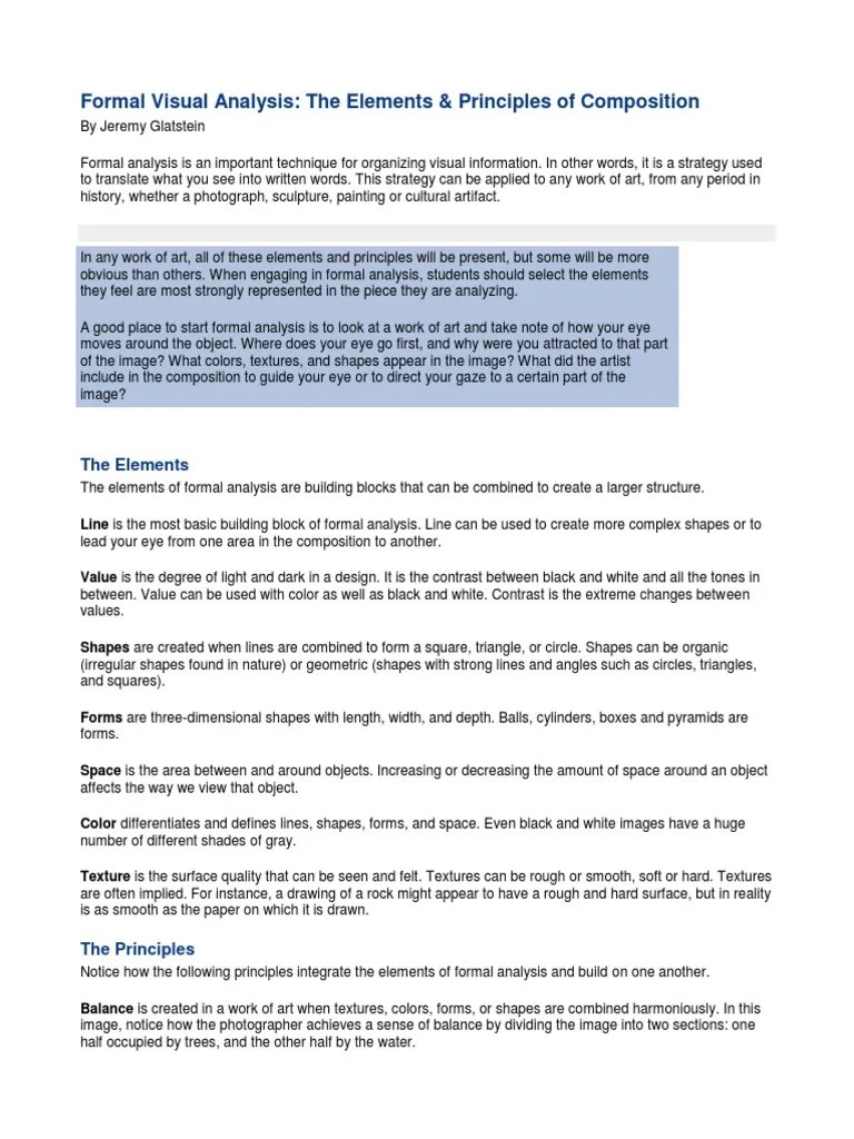 Formal Visual Analysis: The Elements & Principles Of Composition | PDF ...
