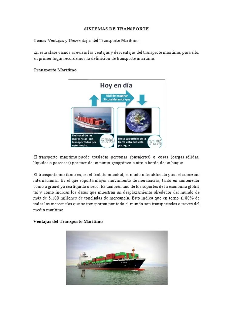 Ventajas Y Desventajas Del Transporte Marítimo | PDF | Transporte | Bienes