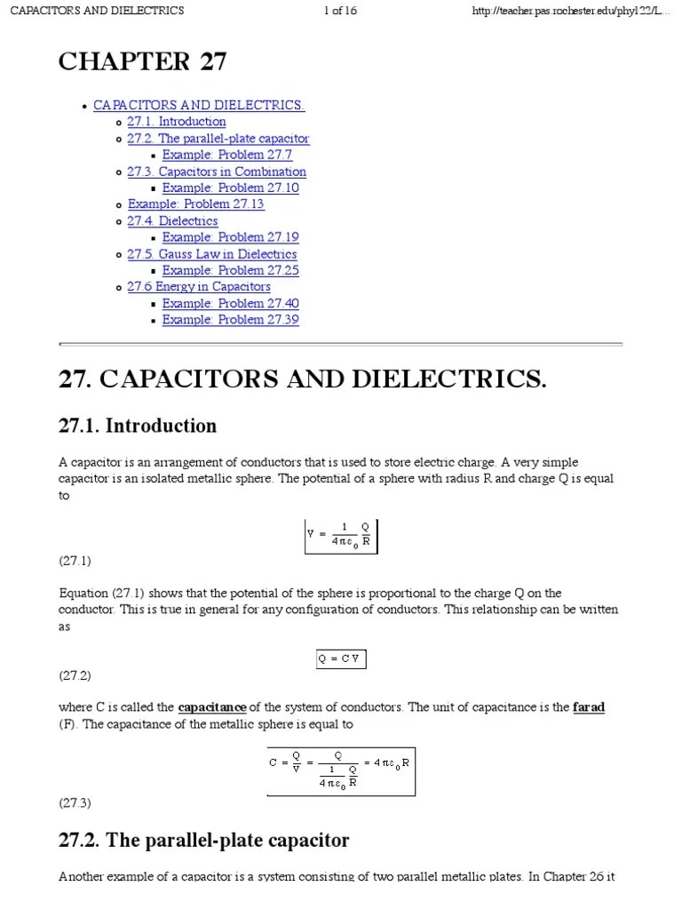 Capacitors And Dielectrics Dielectric Capacitor