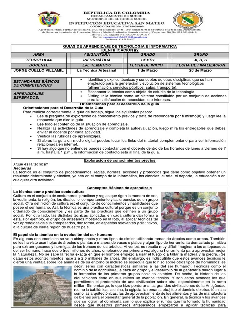 Guía De Informática - Grado Sexto A, B, C | PDF | Naturaleza | Herramientas