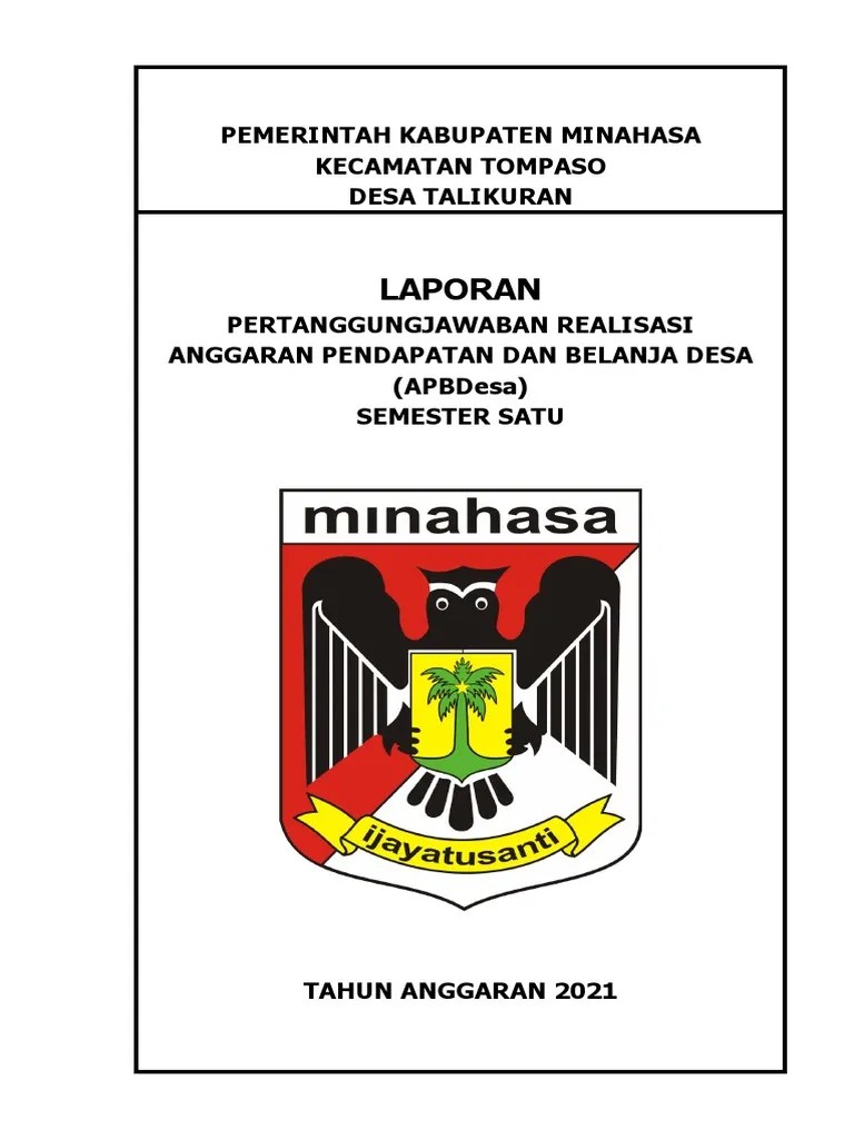 Cover Laporan Realisasi Pelaksanaan Apbdes Semester Satu Desa Talikuran ...