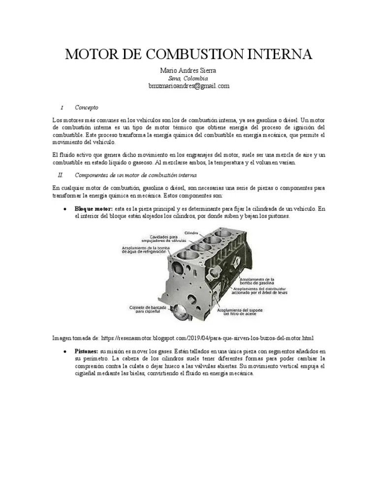 Motor De Combustion | PDF | Motor De Combustión Interna | Inyección De Combustible