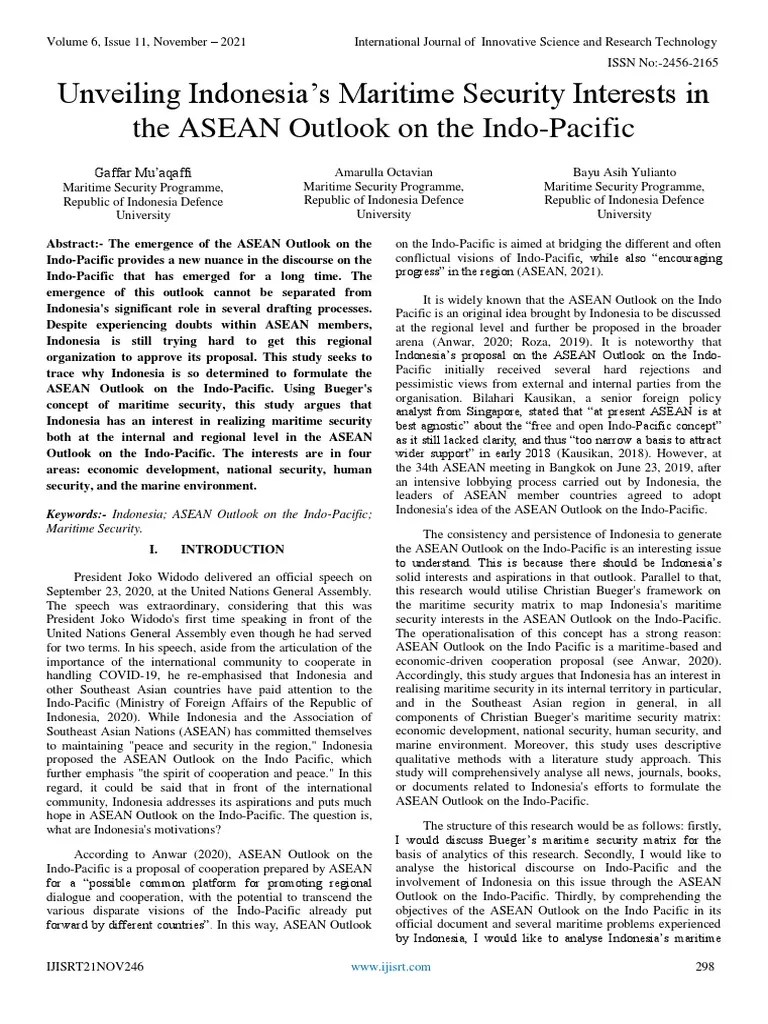 Unveiling Indonesia's Maritime Security Interests In The ASEAN Outlook On The Indo-Pacific | PDF ...