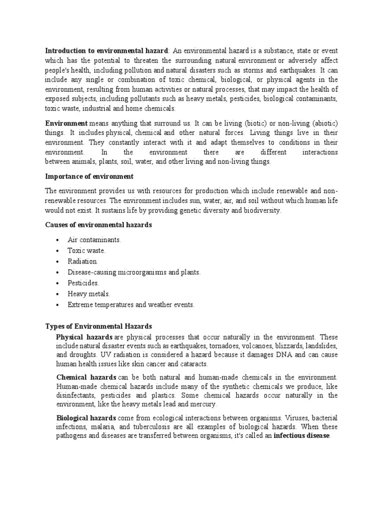 Introduction To Environmental Hazard | PDF | Natural Environment | Hazards