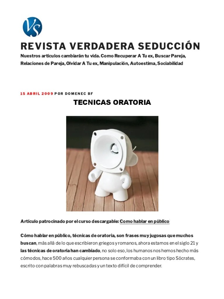 Tecnicas Oratoria | PDF | Hablar En Público | Cognición
