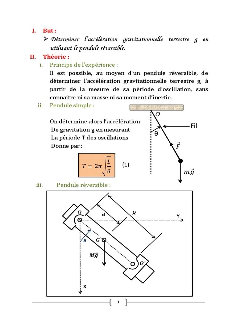 Le pendule simple étudié est formé par : Pendule Simple Pdf Pendule Physique Mecanique