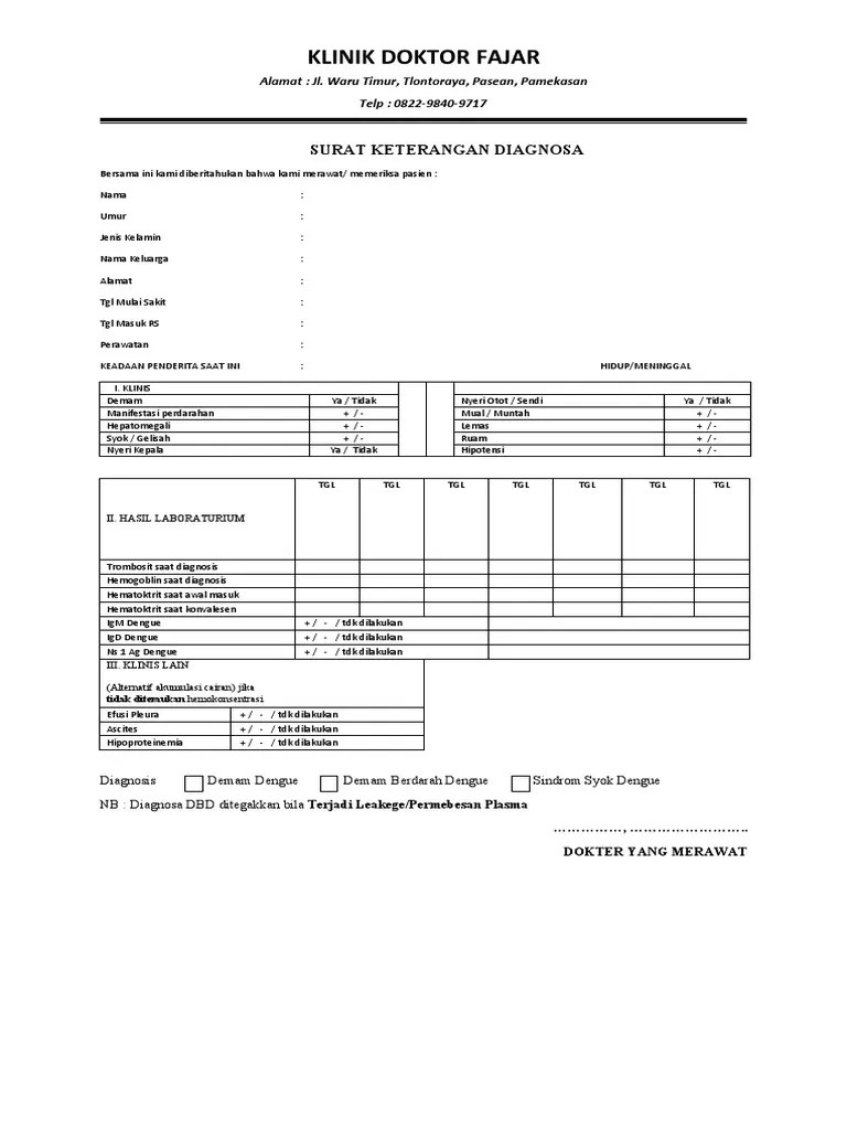 Ketras F4 Surat Keterangan Diagnosa | PDF