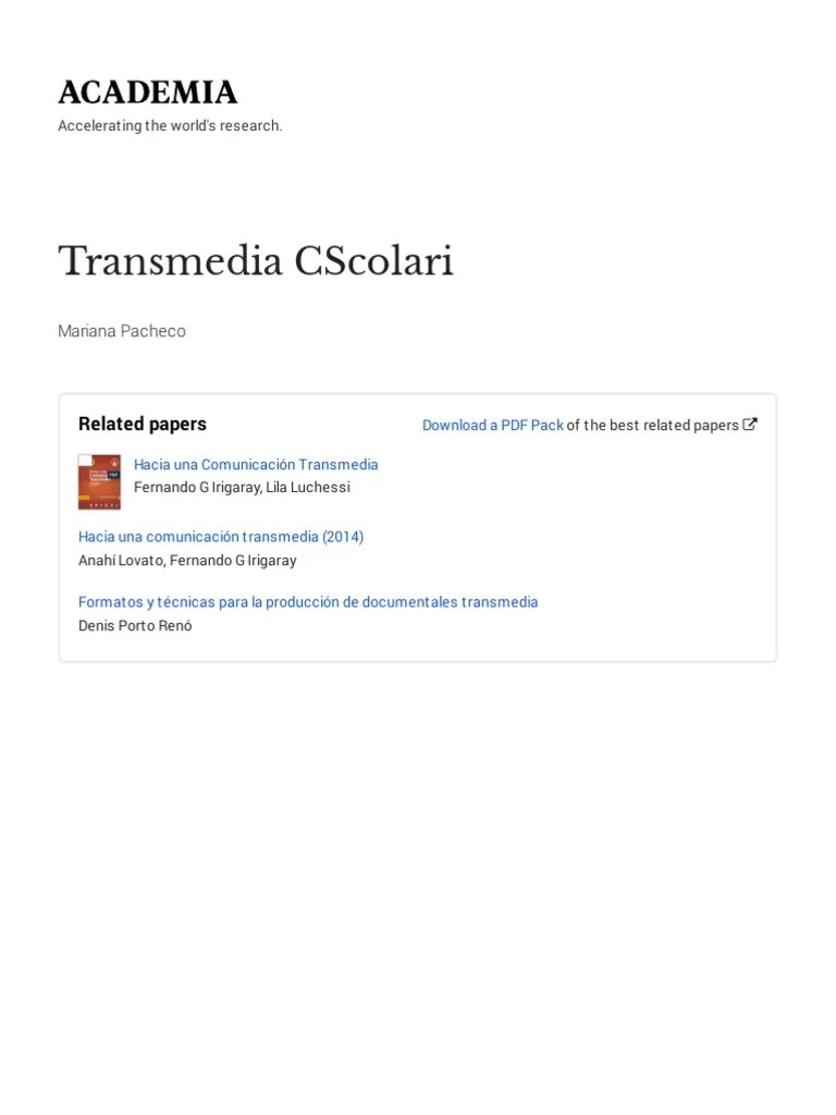 Narrativas Transmedia. Nuevas Formas De Comunicar En La Era Digital. | PDF