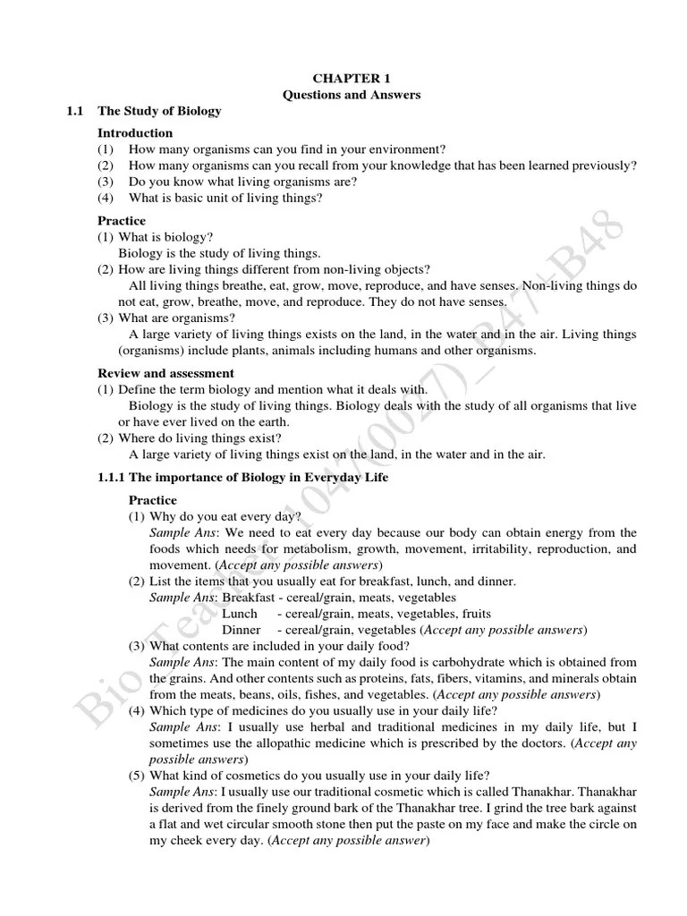Questions And Answers 1.1 The Study Of Biology | PDF | Invertebrate | Taxonomy (Biology)