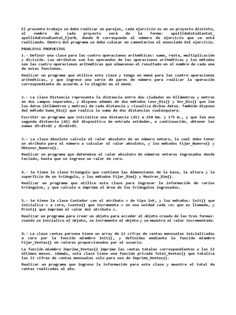 PROBLEMAS PROPUESTOS POO Java | PDF | Programación | Constructor ...