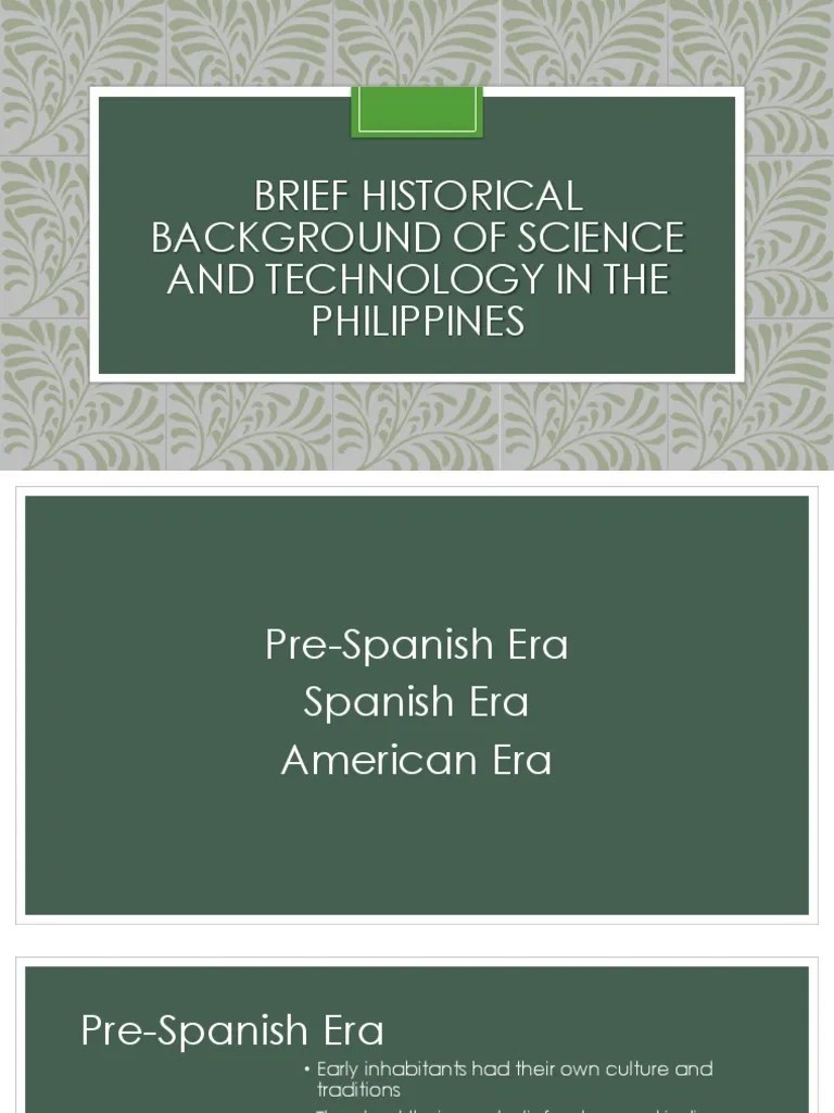 Brief Historical Background Of Science And Technology In The ...