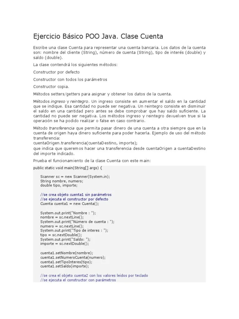 Ejercicio Básico POO Java | PDF | Programación | Constructor ...