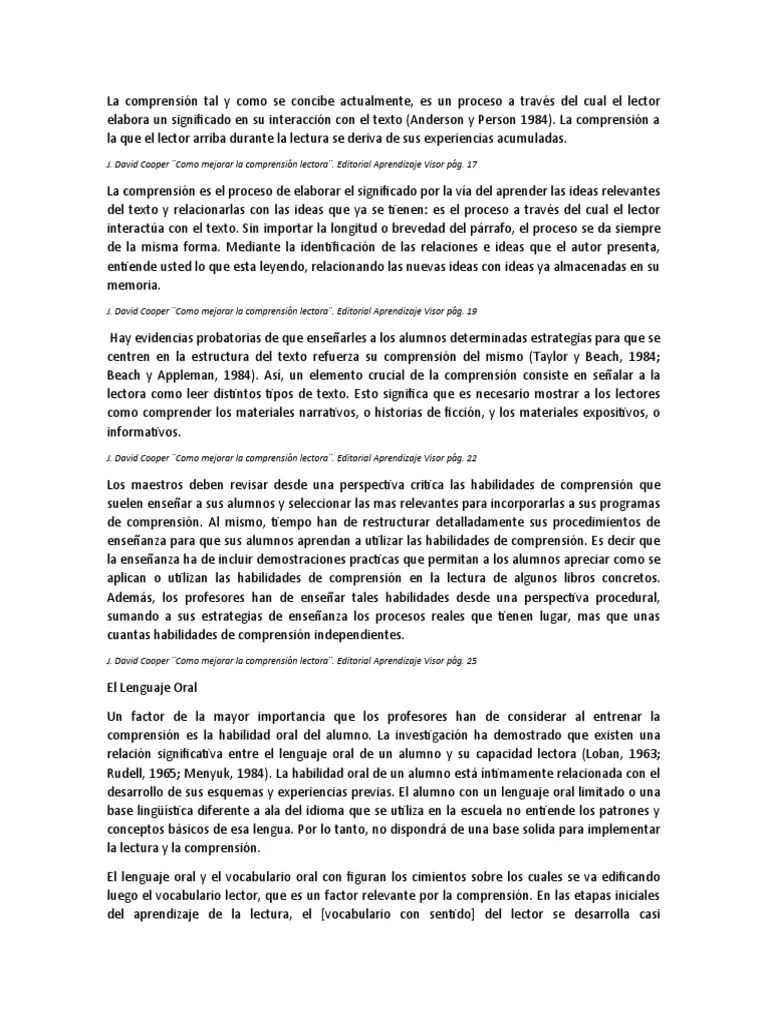 Como Mejorar La Comprension Lectora | PDF | Aprendizaje | Comprensión Lectora