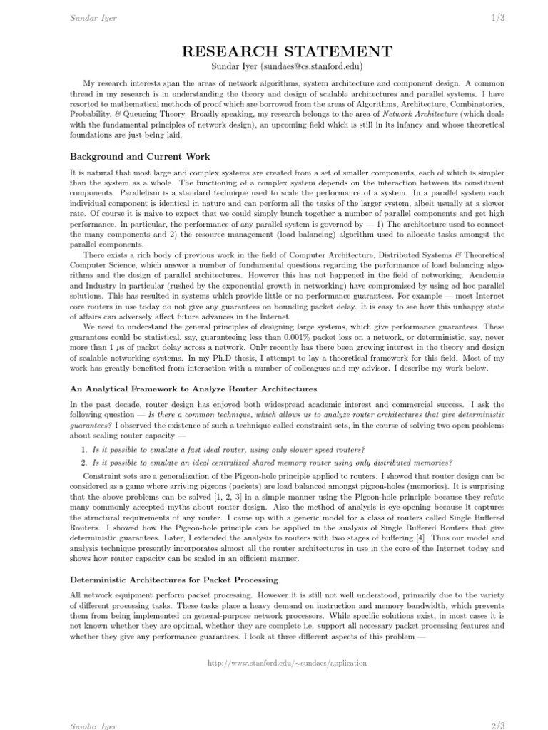 Faculty Research Statement | PDF | Cache (Computing) | Computer Network