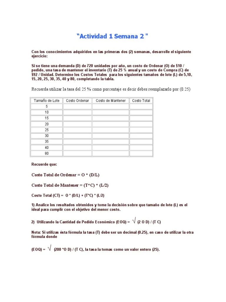 Actividad Semana 2 Inventario | PDF