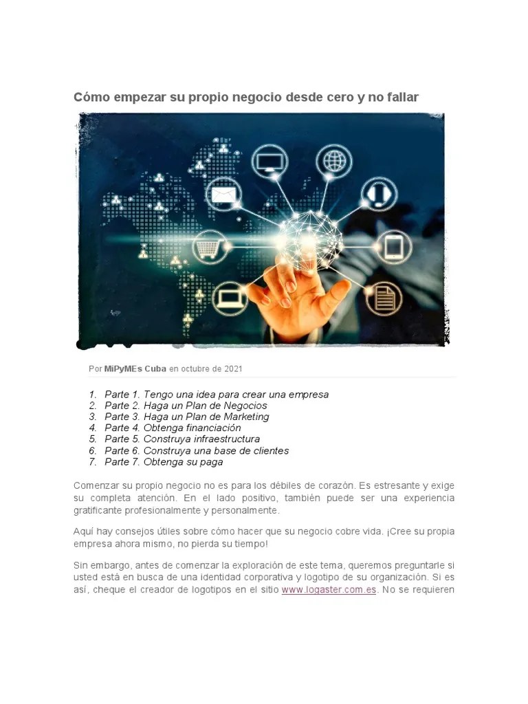 Cómo Iniciar Un Negocio Desde Cero Y Triunfar Con 7 Pasos Clave | PDF ...