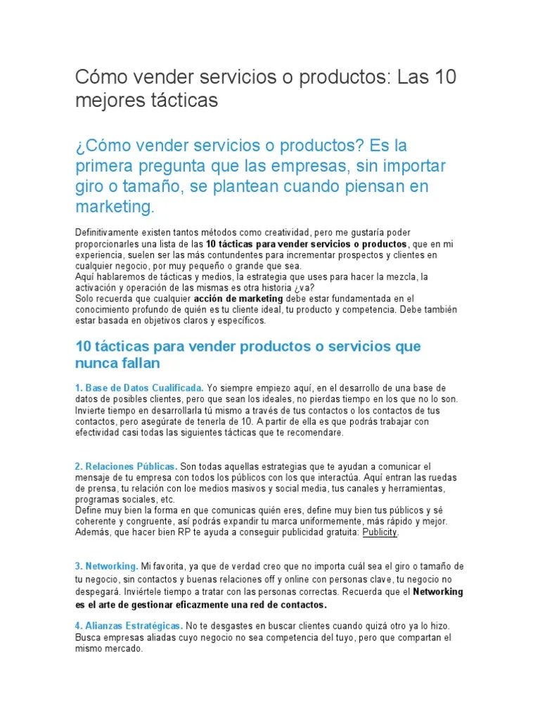 Cómo Vender Servicios O Productos | PDF | Marketing | Blog