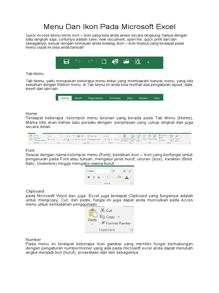 Menu Dan Ikon Pada Microsoft Excel | PDF | Karier & Perkembangan | Komputer
