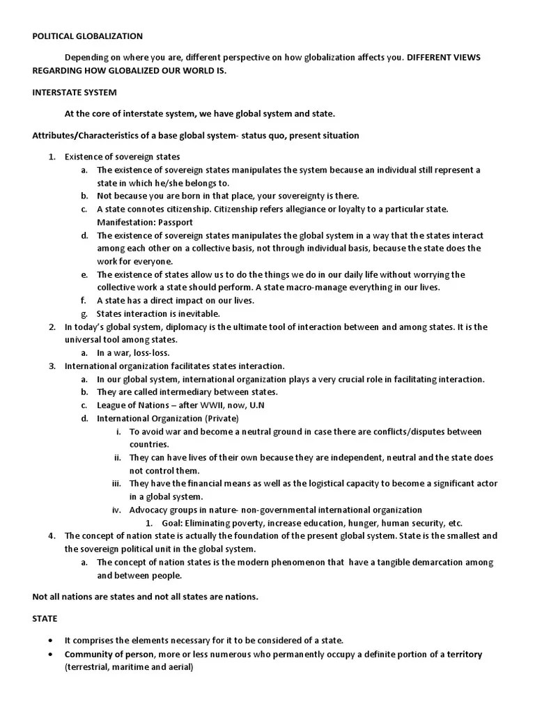 Political Globalization | PDF | Globalization | Third World