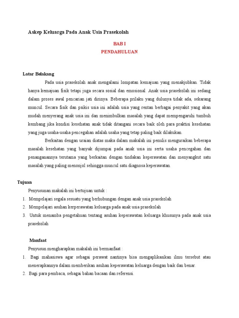 Askep Keluarga Pada Anak Usia Prasekolah | PDF