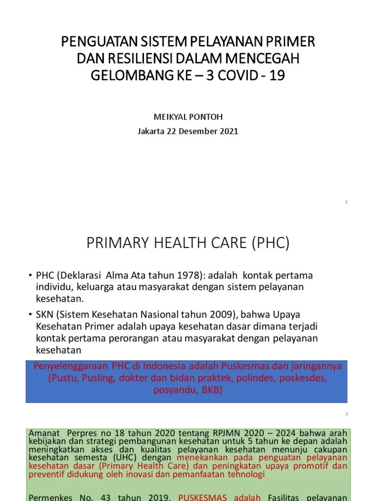 Dr. Meikyal Pontoh, M.Kes - PENGUATAN SISTEM PELAYANAN PRIMER DAN ...