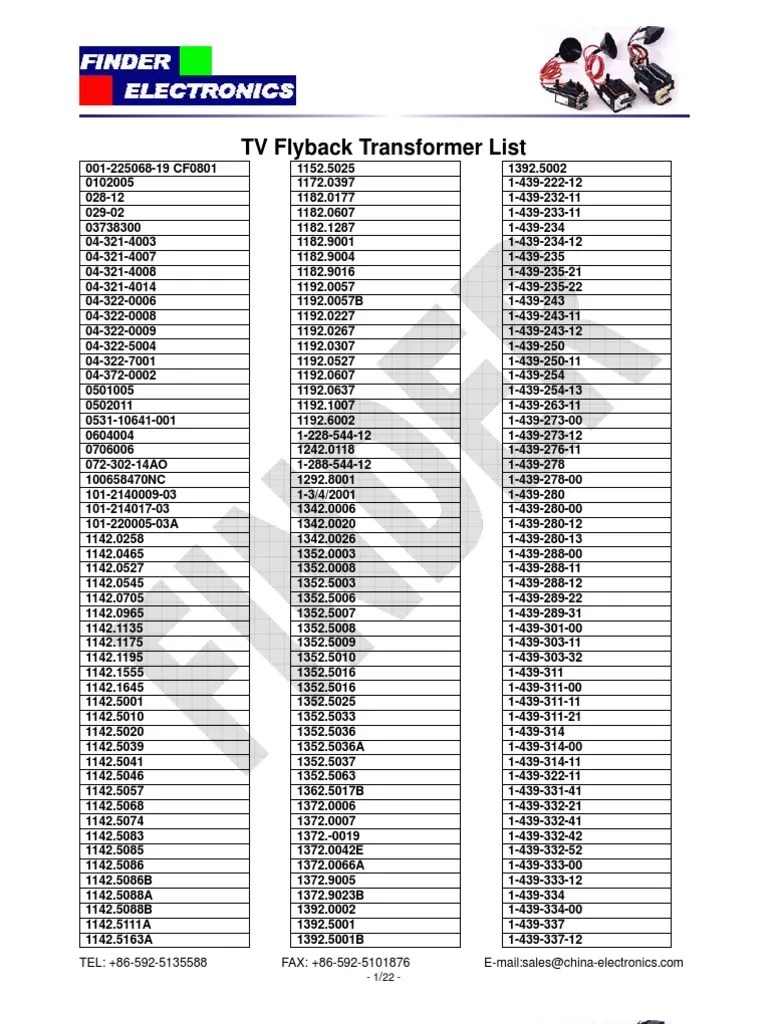 Sabtu data persamaan flyback tv . Fbt List Tv Pdf