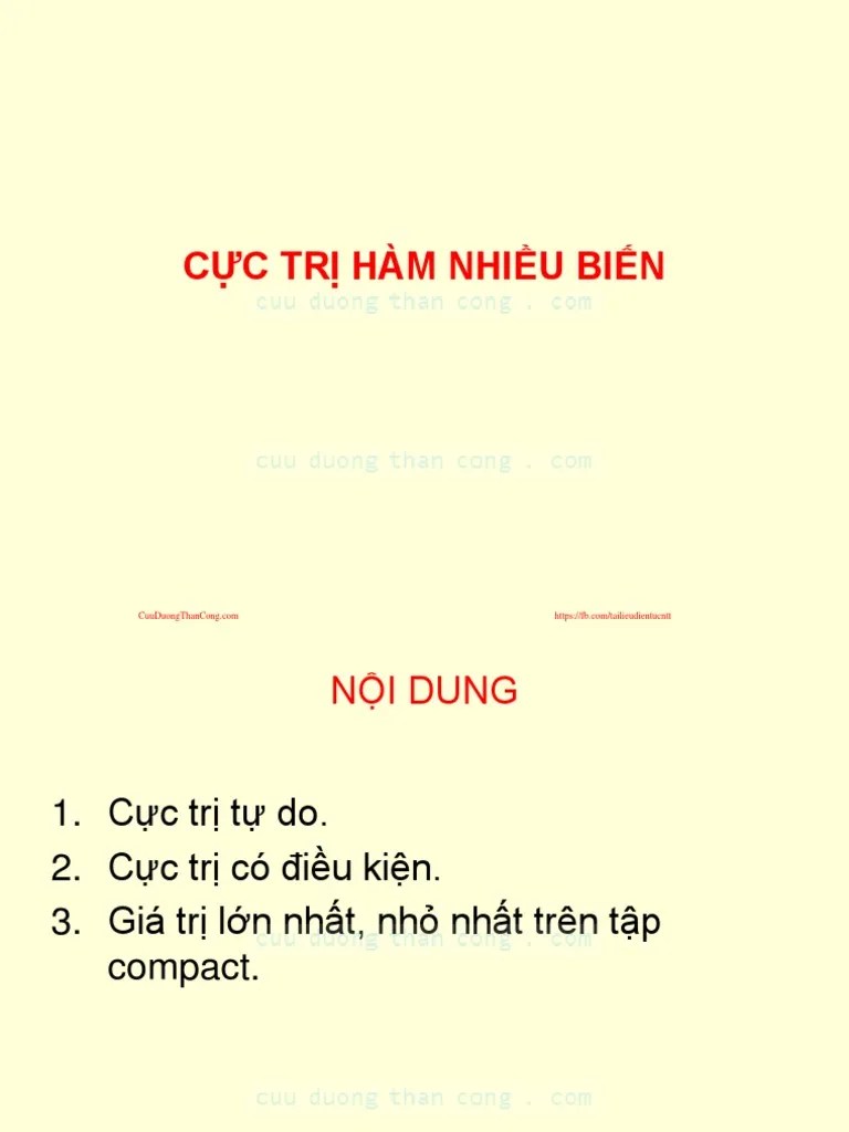 Giai Tich 2 Cuc Tri Ham Nhieu Bien (Cuuduongthancong - Com) | PDF