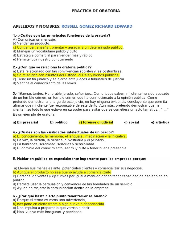 Practica De Oratoria | PDF | Hablar En Público | Juez