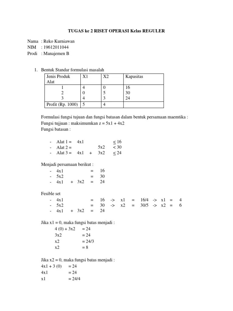 TUGAS Ke 2 RISET OPERASI | PDF