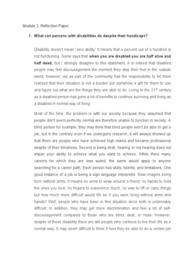 Assignment 2 Module Output Reflection Paper | PDF | Visual Impairment ...