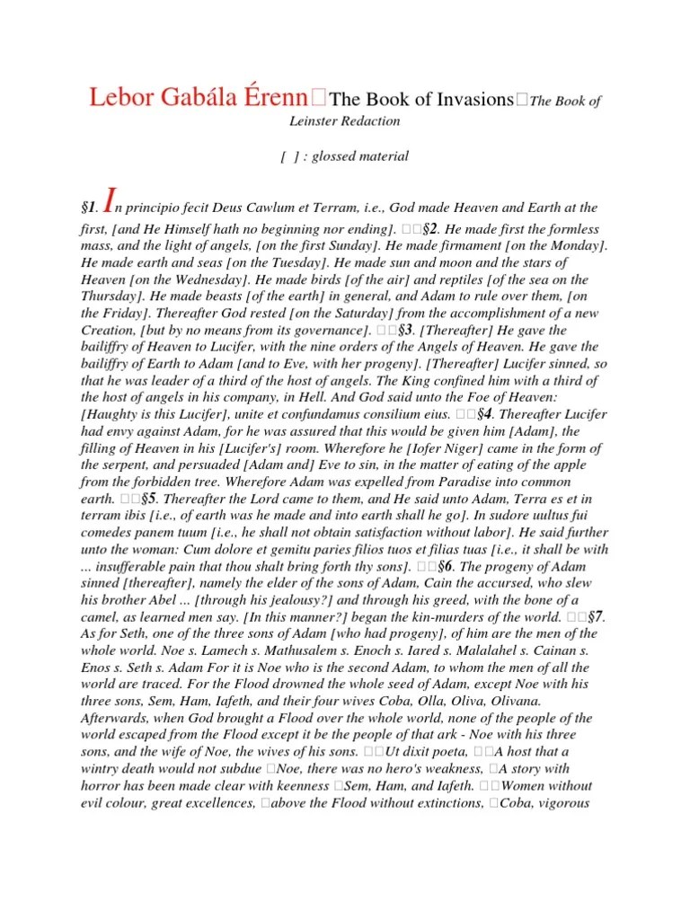 Irish Book Of Invasions And Folklore | PDF | Irish Mythology | Early ...