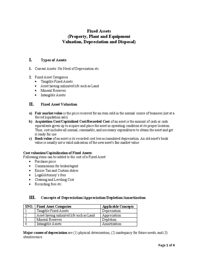 Fixed Assets (Property, Plant And Equipment Valuation, Depreciation And ...