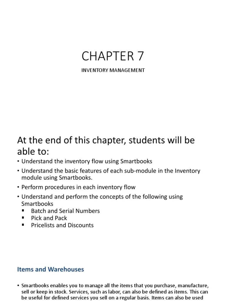 Chapter 7 Inventory Management | PDF | Inventory | Warehouse