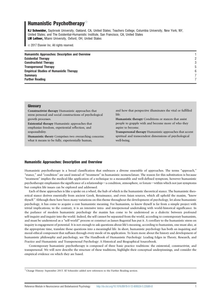 Humanistic Psychotherapy | PDF | Psychotherapy | Humanistic Psychology