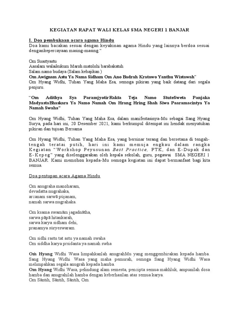 Doa pembukaan acara agama Hindu fix | PDF