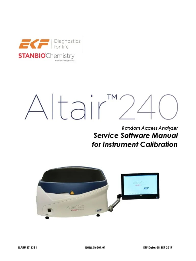 Altair Service Software Manual | PDF | Menu (Computing) | Pump