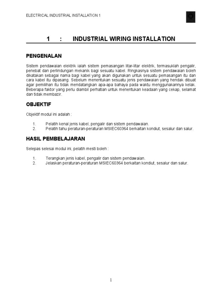 01 Industrial Wiring Installation | PDF