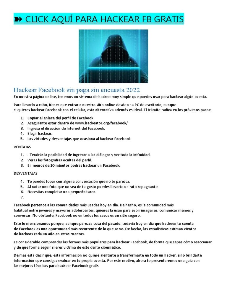 Hackear Facebook En 30 Segundos Gratis 2022 | PDF | Facebook | Ciberespacio