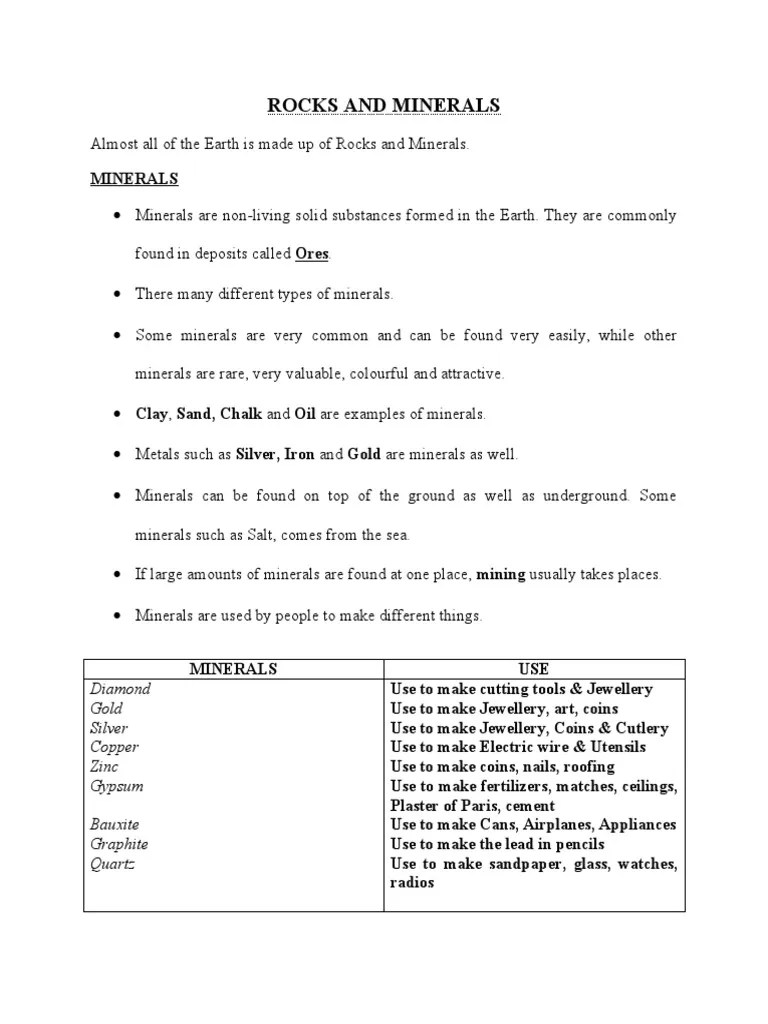 Rocks And Minerals | PDF | Volcano | Rock (Geology)