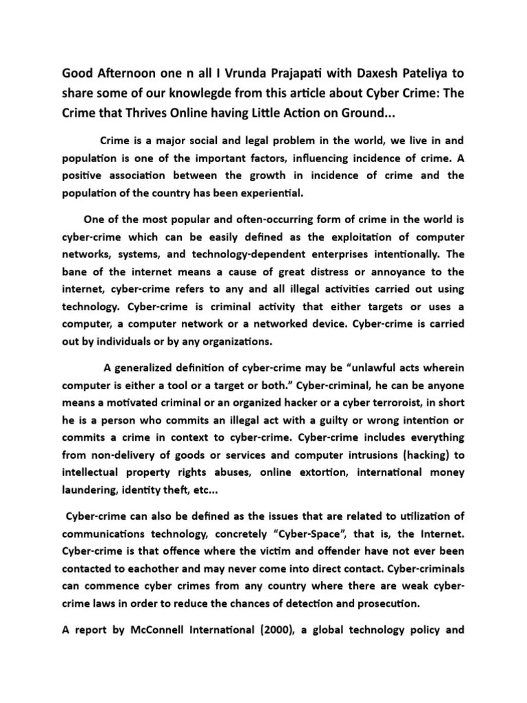 Cyber Crime | PDF | Cybercrime | Crime & Violence