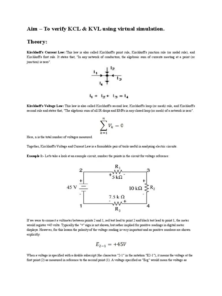KCL KVL | PDF | Voltage | Electrical Network