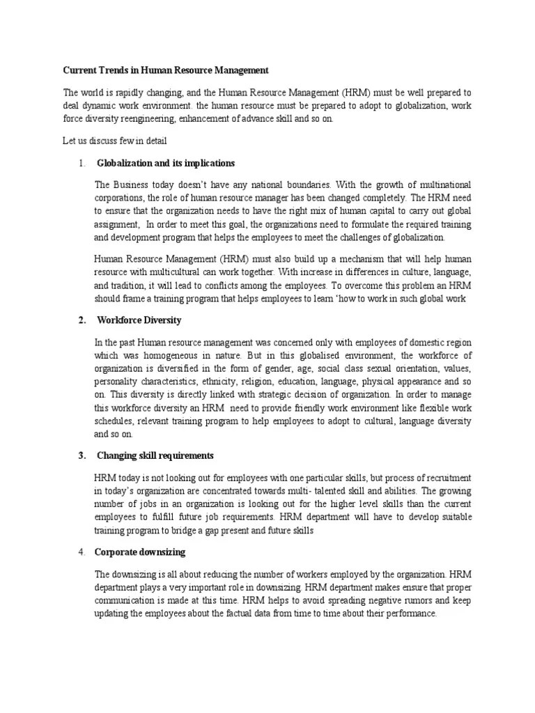Current Trends In Human Resource Management | PDF | Human Resource ...