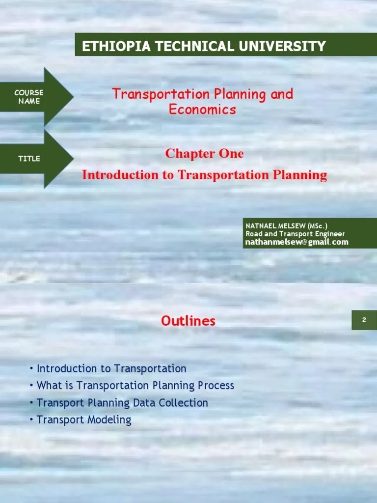 An Introduction To Transportation Planning: Analyzing Surface ...