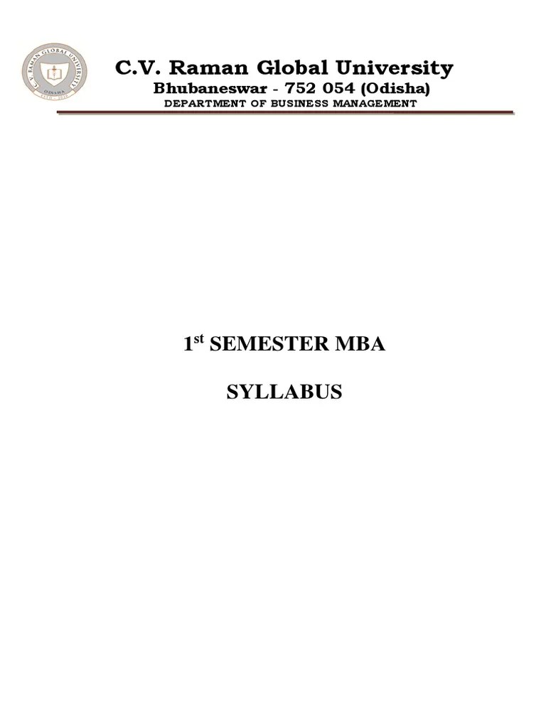 1st Semester MBA Syllabus For Statistics And Decision Science Course At C.V. Raman Global ...