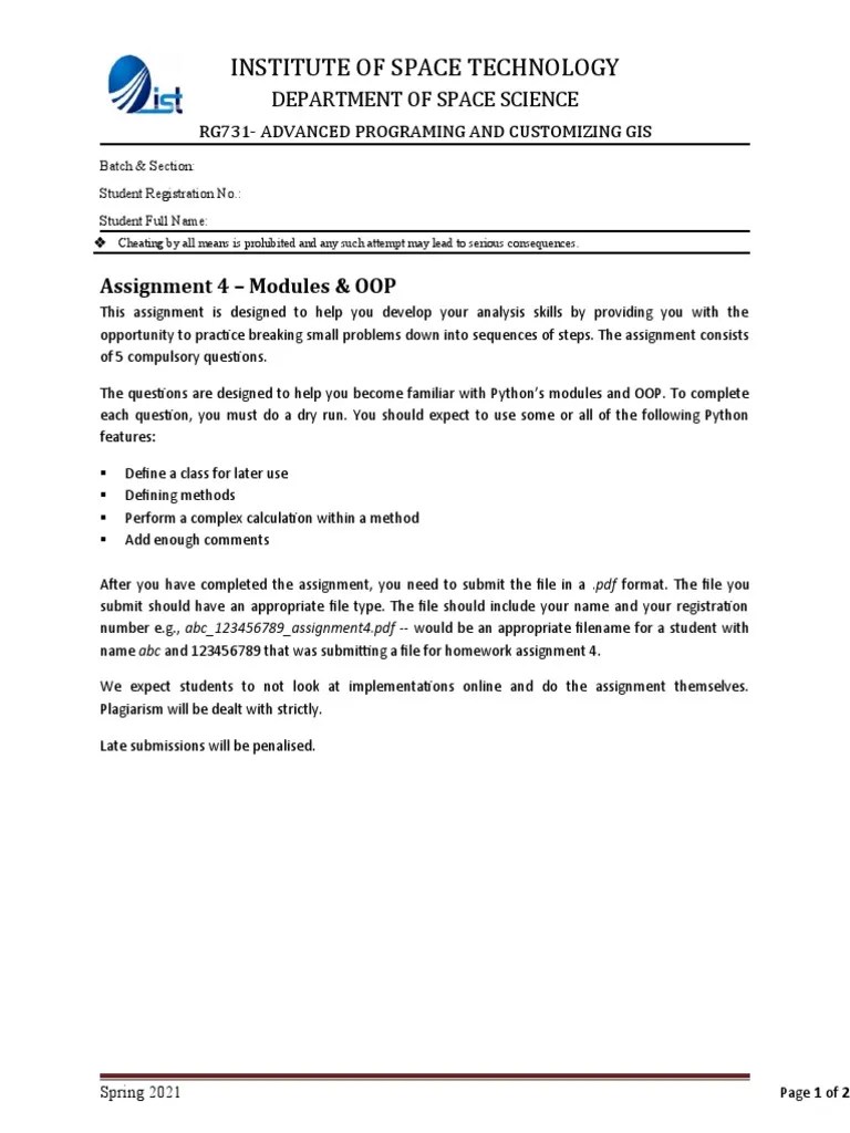 Assignment 4 - Modules & OOP | PDF | Object Oriented Programming ...