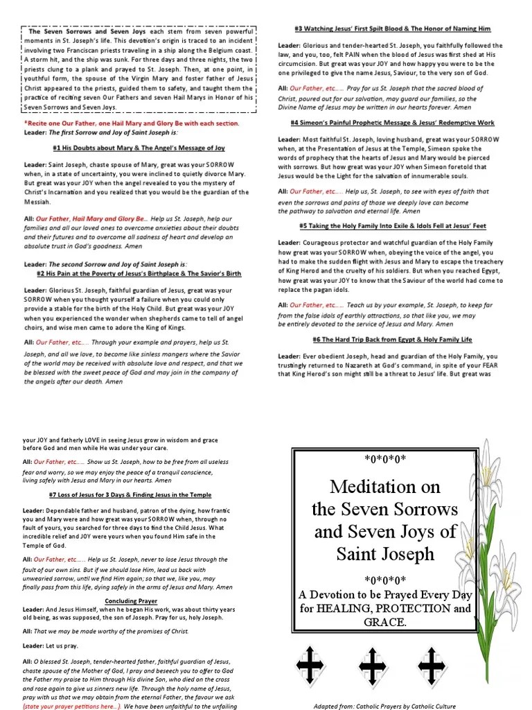 Seven Sorrows And Joys Of St. Joseph | PDF | Saint Joseph | Jesus