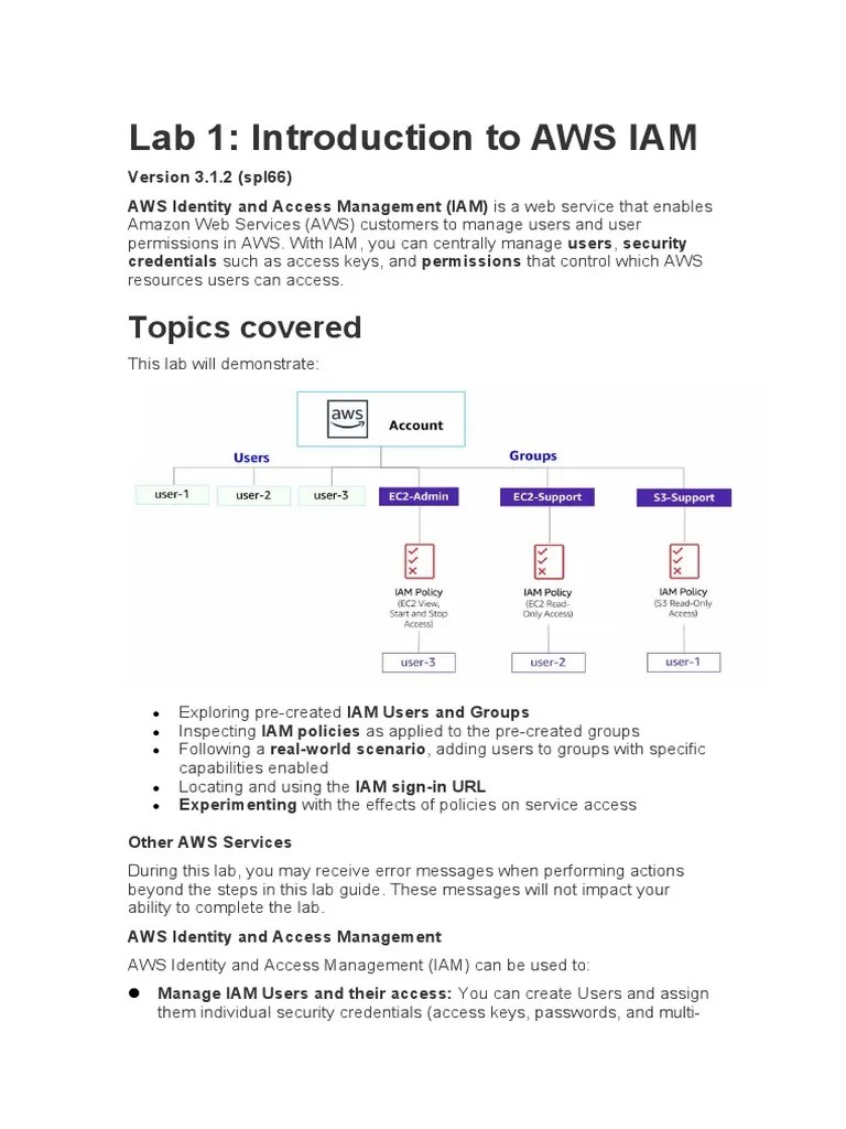 Lab 1 Introduction To AWS IAM | PDF | Amazon Web Services | World Wide Web